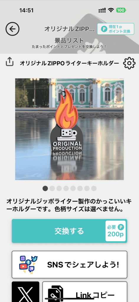 RAIDEN – かんたんポイ活&交流アプリ ポイント交換画面